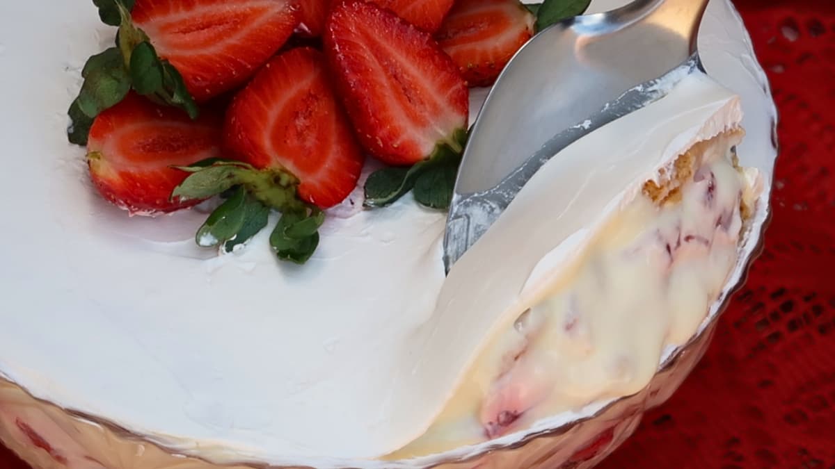 pavê de morango cremoso